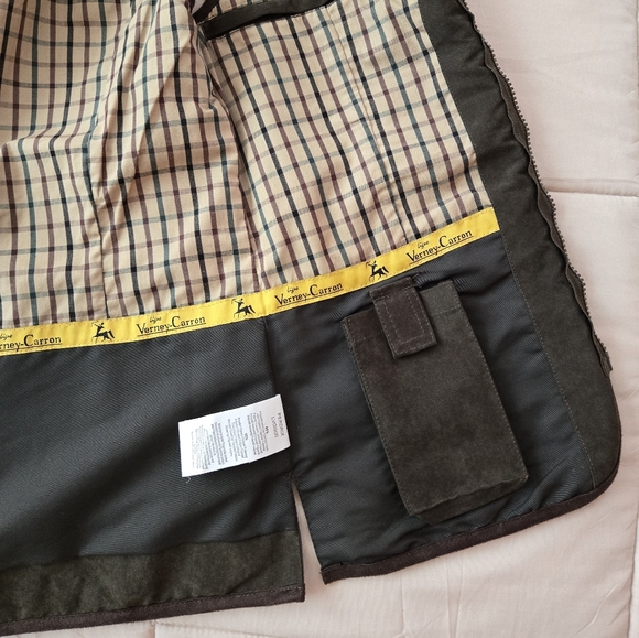 Sleeveless utility jacket vest, olive/military green with brown details, XS - Picture 9 of 16